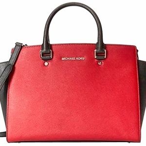 Michael Kors Red & Black Selma Satchel